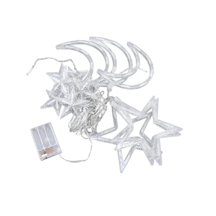 Pilli Ay Yıldız LED Perde Işık Ev ve Organizasyon Dekoru