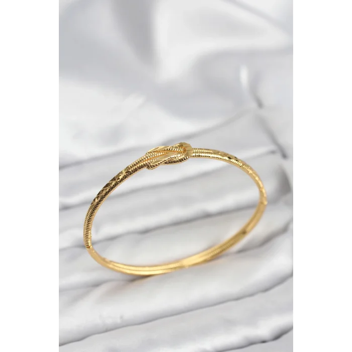 Pirinç Gold Renk Düğüm Model Kadın Kelepçe Bileklik