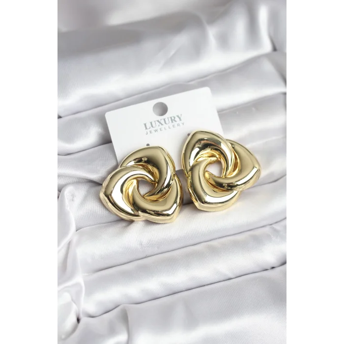 Pirinç Gold Renk Geometrik Vintage Kadın Küpe