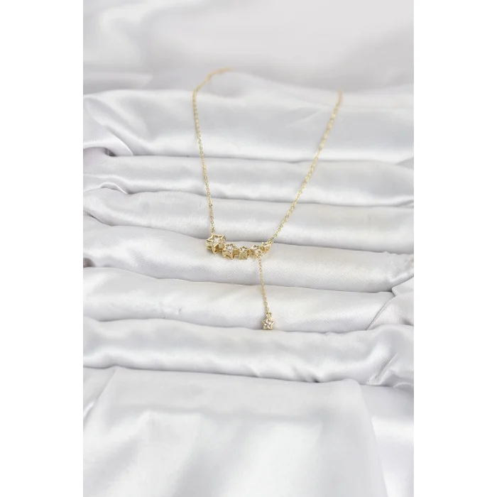 Pirinç Gold Renk Minimal Sallantılı Yıldız Model Kadın Kolye
