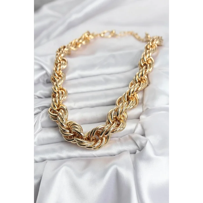 Pirinç Gold Renk Sarmal Halat Model Kadın Kolye