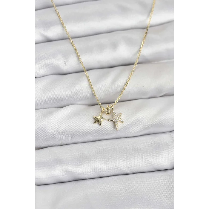 Pirinç Gold Renk Yıldız Minimal Kadın Kolye