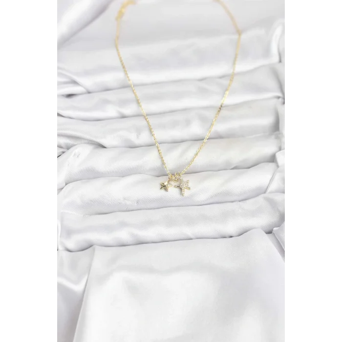 Pirinç Gold Renk Yıldız Minimal Kadın Kolye