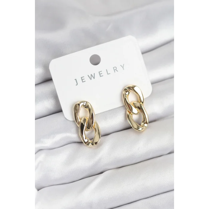 Pirinç Gold Renk Zincir Model Kadın Küpe