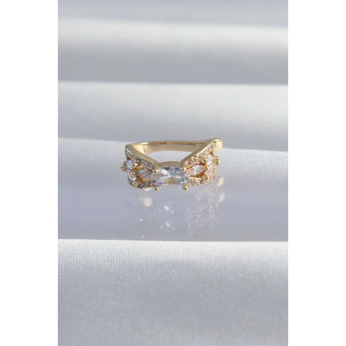 Pirinç Gold Renk Zirkon Taş Kaplama Earcuff Küpe