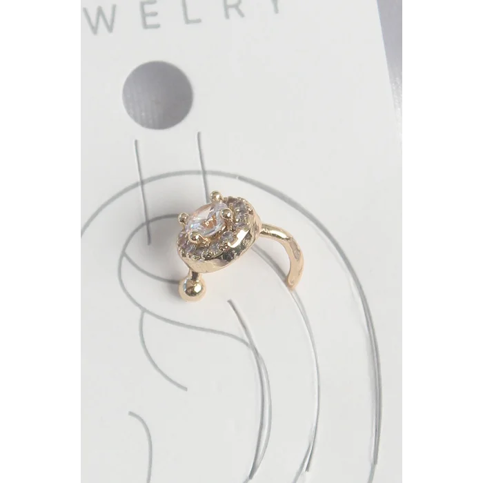 Pirinç Gold Renk Zirkon Taşlı Kadın Kıkırdak Küpe