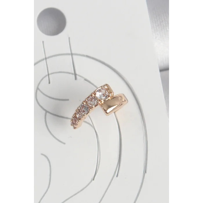 Pirinç Gold Renk Zirkon Taşlı Kadın Kıkırdak Küpe