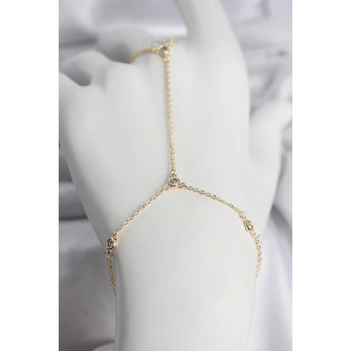 Pirinç Gold Renk Zirkon Taşlı Kadın Şahmeran