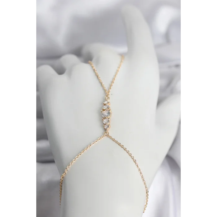 Pirinç Gold Renk Zirkon Taşlı Kadın Şahmeran