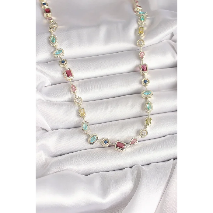 Pirinç Gold Renk Zirkon Taşlı VIP Seri Kadın Kolye