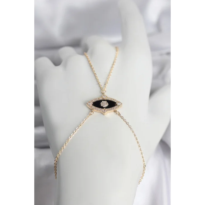 Pirinç Göz Model Gold Renk Zirkon Taşlı Kadın Şahmeran