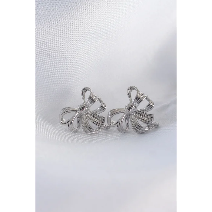 Pirinç Gümüş Renk Fiyonk Küpe