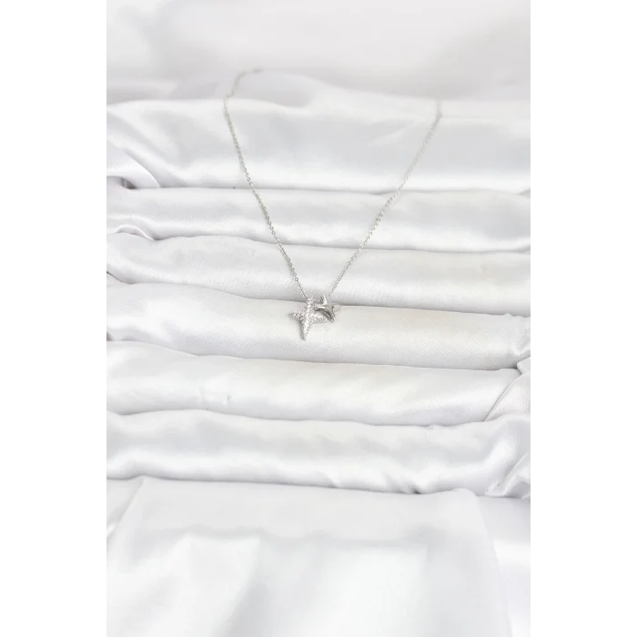 Pirinç Gümüş Renk Minimal Kutup Yıldızı Model Kadın Kolye