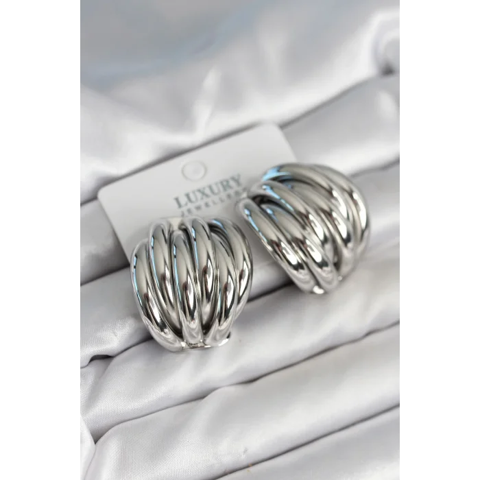 Pirinç Gümüş Renk Vintage Kadın Küpe