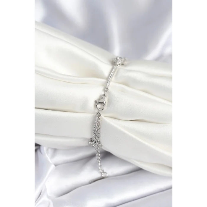 Pirinç Gümüş Renk Yıldız Model Kadın Bileklik