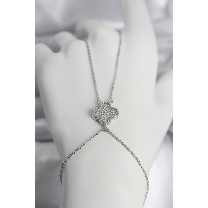 Pirinç Gümüş Renk Yonca Model Kadın Şahmeran