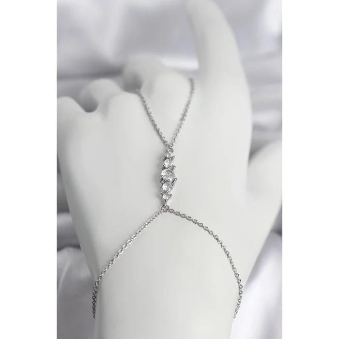 Pirinç Gümüş Renk Zirkon Taşlı Kadın Şahmeran