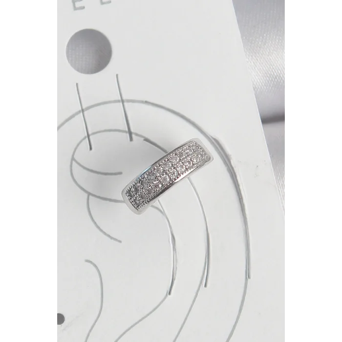 Pirinç Gümüş Renk Zirkon Taşlı Kıkırdak Model Kadın Küpe