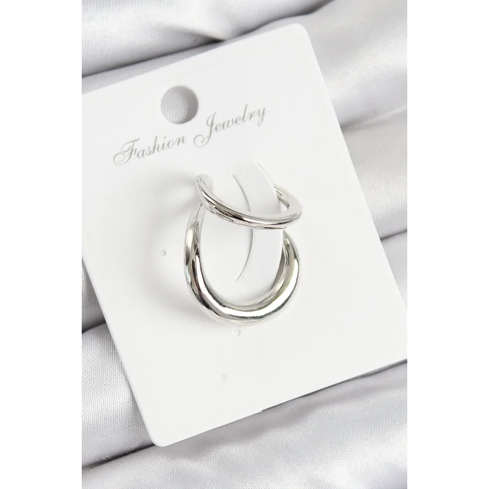 Pirinç Halka Model Gümüş Renk Sağ Kıkırdak Küpe