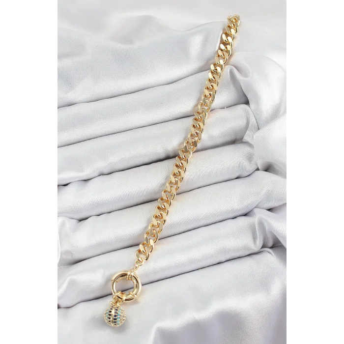 Pirinç Nazar Model Zirkon Taşlı Gold Renk VİP Seri Kadın Bileklik
