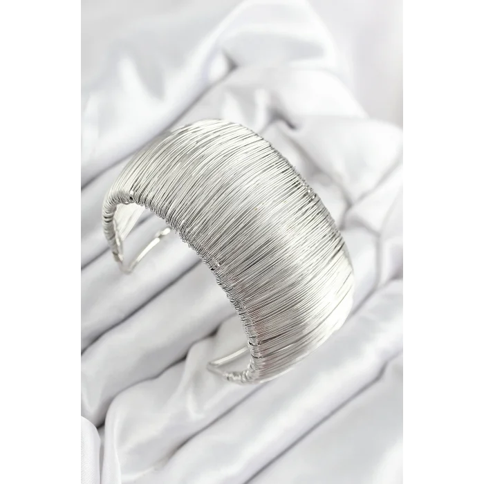 Pirinç Tel Sarma Model Gümüş Renk Kadın Bileklilk