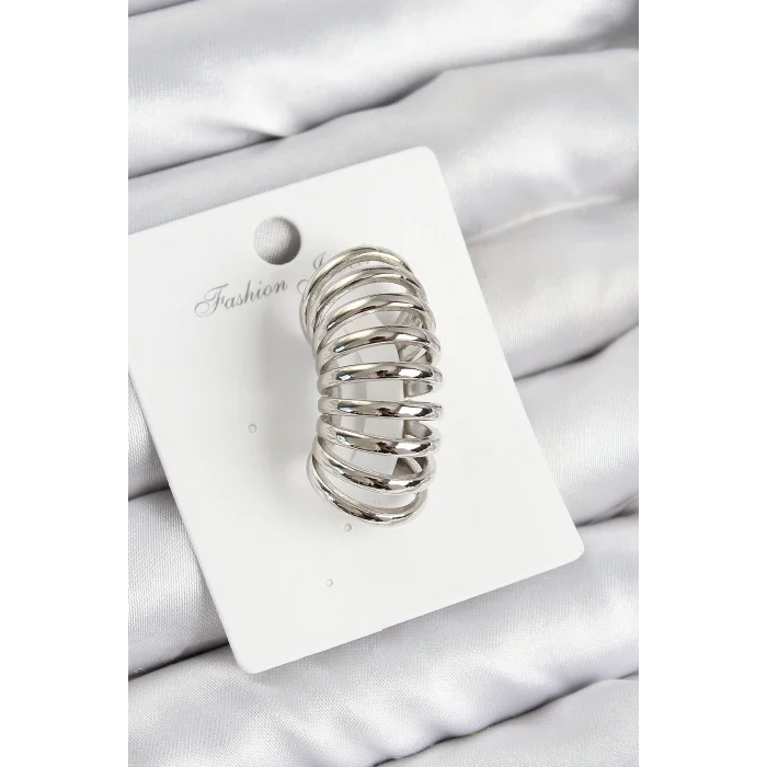 Pirinç Yay Model Gümüş Renk Sağ Kıkırdak Küpe