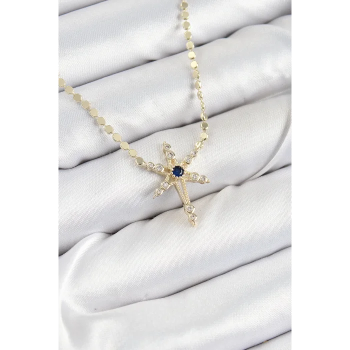 Pirinç Zirkon Taşlı Kutup Yıldızı Model Ezme Zincir Gold Renk Kadın Kolye