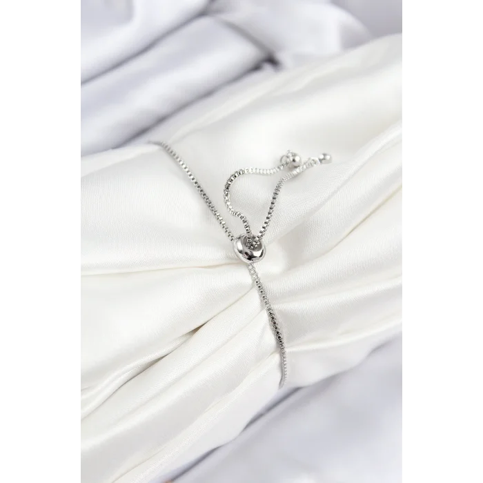 Pirinç Zirkon Taşlı Sonsuzluk Model Gümüş Renk Asansörlü Kadın Bileklik