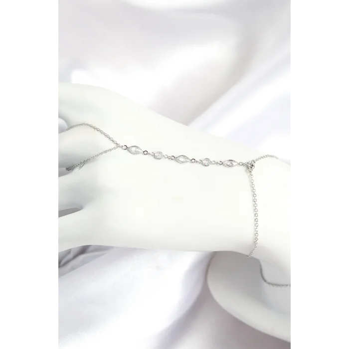 Pirinç Zirkon Taşlı Y Model Gümüş Renk Kadın Şahmeran