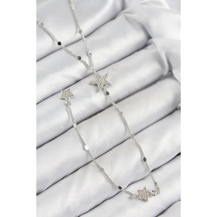 Pirinç Zirkon Taşlı Yıldız Model Gold Renk Y Kolye