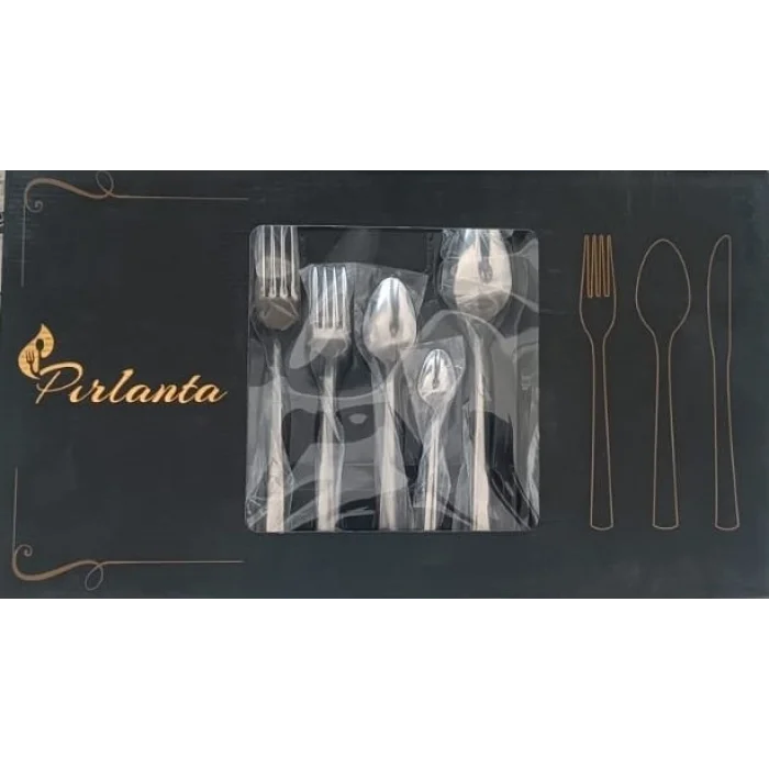 Pırlanta 30 Parça 6 Kişilik Çatal Kaşık Takımı 30 Parça Kutulu Hediyelik Çeyizlik Takım