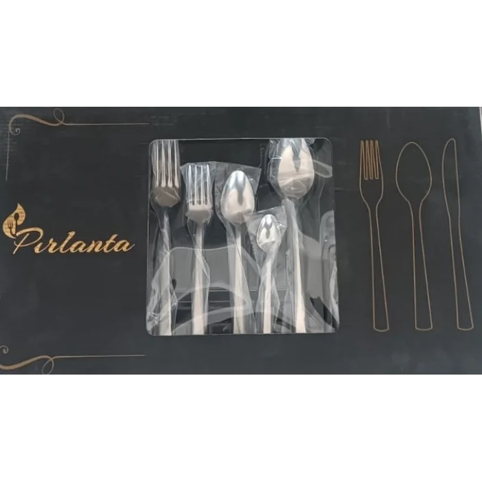 Pırlanta 30 Parça 6 Kişilik Çatal Kaşık Takımı 30 Parça Kutulu Hediyelik Çeyizlik Takım