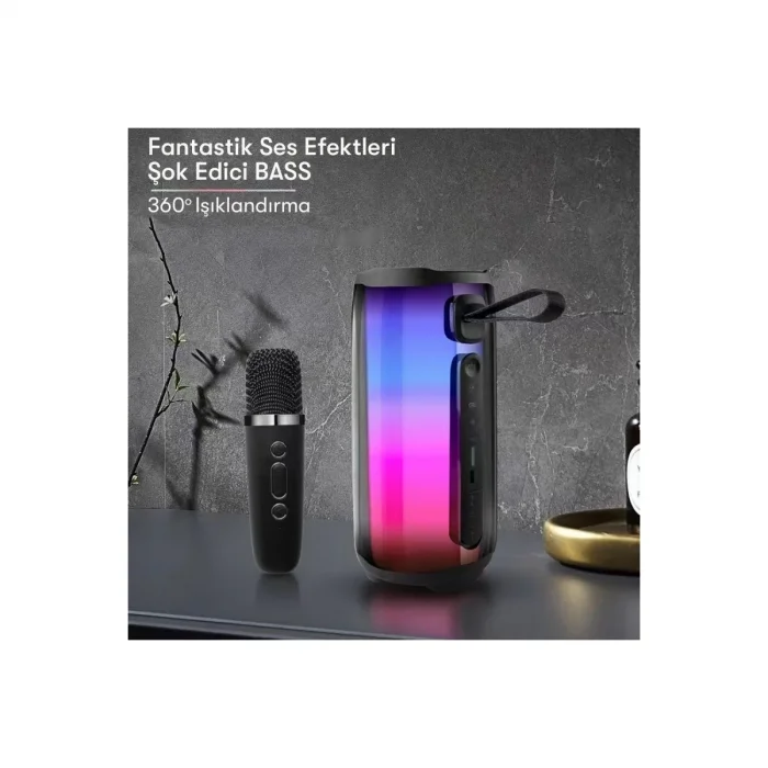 Pluse 5 Mikrofonlu Rgb Kablosuz Hoparlör - Siyah