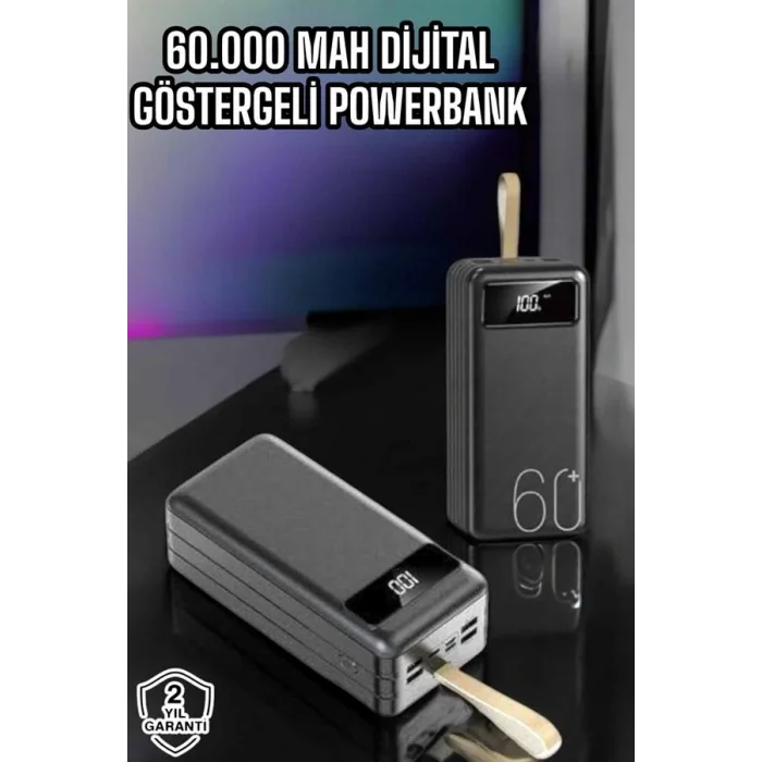 Powerbank 60.000 Mah Hızlı Şarj 4 Çıkışlı Uzun Şarj Süreli Dijital Göstergeli