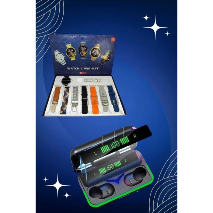 Powerbank Bluetooth Kulaklık Ve Akıllı Saat 7 Kordonlu Metal Kordon Plastik Kordon