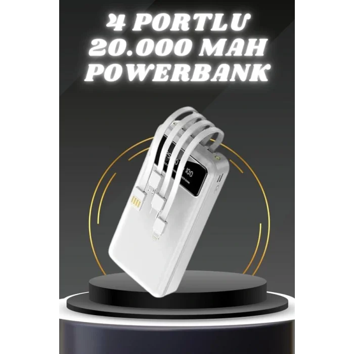 Powerbank Şarj Cihazı 4 Çıkışlı 20.000 MAH Powerbank Kompakt Yüksek Kapasiteli Hızlı Şarj
