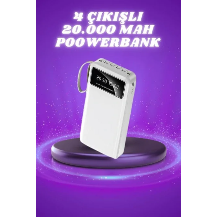 Powerbank Şarj Cihazı 4 Çıkışlı 20.000 MAH Powerbank Taşınabilir Çoklu Giriş