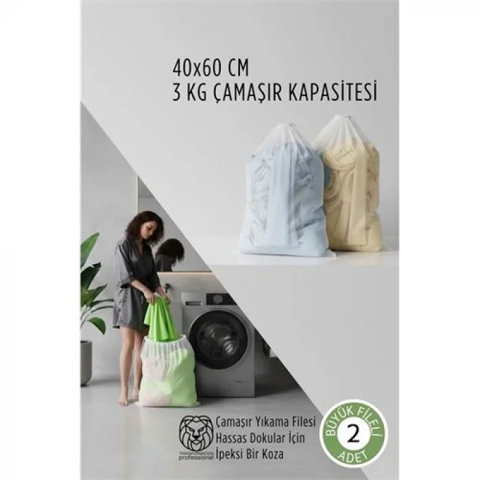 Premium Hassas Dokunuş: 2li Lüks Çamaşır Yıkama Filesi Seti - Giysi Koruma Sanatı 40x60 cm