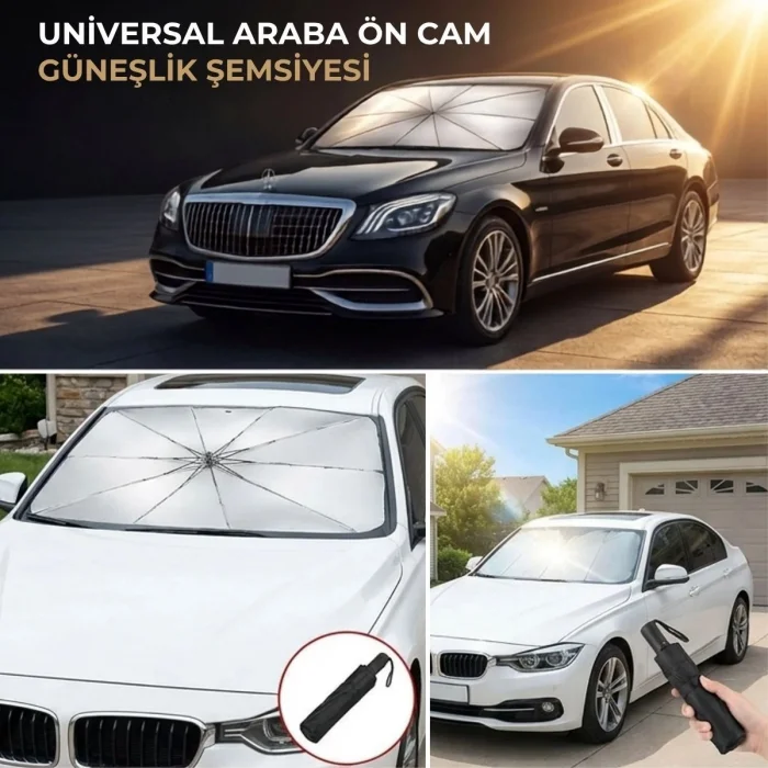 Premium Katlanabilir Araç Ön Cam Güneşliği – Şemsiye Tipi Oto Güneşlik, UV Korumalı Isı Yalıtımlı Ön Cam Gölgelik (5047)