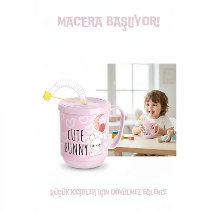 Premium Pipetli Çocuk Bardağı 350 ml -Alıştırma Bardağı ve Suluk