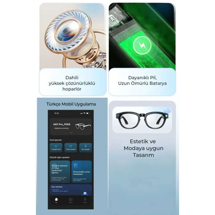 Pro Max Akıllı Gözlük Kameralı Yapay Zeka,müzik Dinleme,telefon İle Konuşma Bluetooth