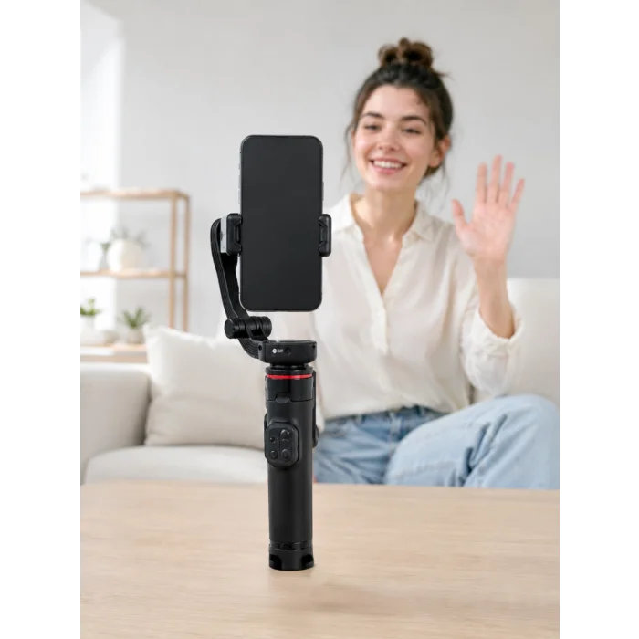 Profesyonel AI Gimbal Selfie Stick Yüz Takipli Telefon Sabitleyici Bluetooth Kumandalı Katlanabilir Tripod