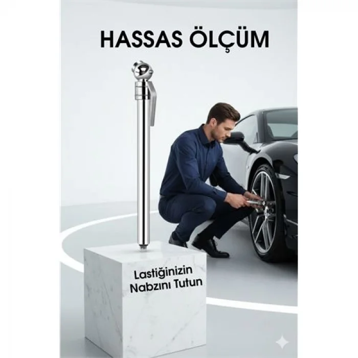 Profesyonel Kalem Tipi Lastik Basınç Ölçer Çift Skala PSI/bar Hassas Okuma 722557