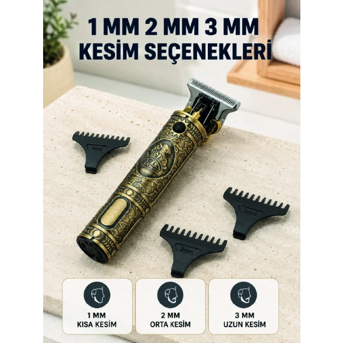Profesyonel Saç ve Sakal Tıraş Makinesi 1500 mAh Bataryalı 1 2 3 mm Taraklı