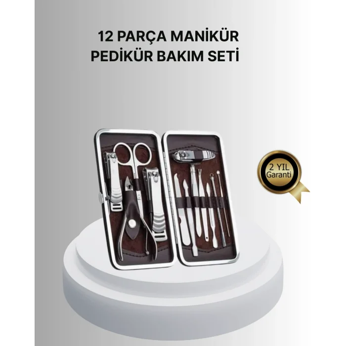Profesyonel Tırnak Bakım Seti Çelik Aletli Şık Deri Çantalı