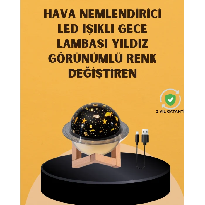 Projektör ışıklı, aromaterapi uyumlu mini masaüstü hava nemlendirici cihaz