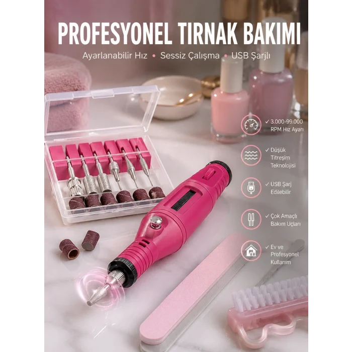 Protez Tırnak Manikür ve Pedikür Seti Elektrikli