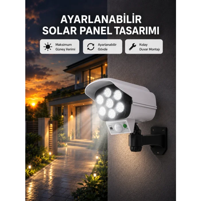 PVC+PC Malzemeli, 2si 1 Arada Güvenlik Lambası – Ayarlanabilir Başlık ve Panel Açısı