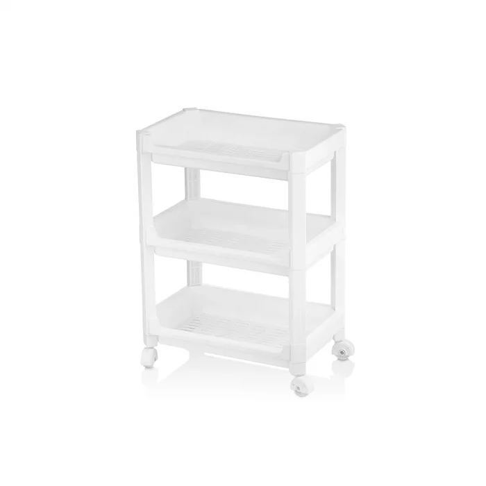 RAFTY GENİŞ 3 KATLI TEKERLEKLİ SEPET ORGANİZER DÜZENLEYİCİ RAF ÜNİTESİ 352X220X480MM (5047)