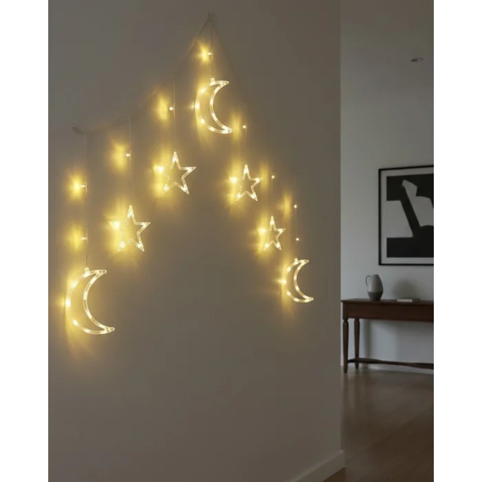 Ramazan Süslemesi İçin Ay Yıldız LED Işık Perde Lambası